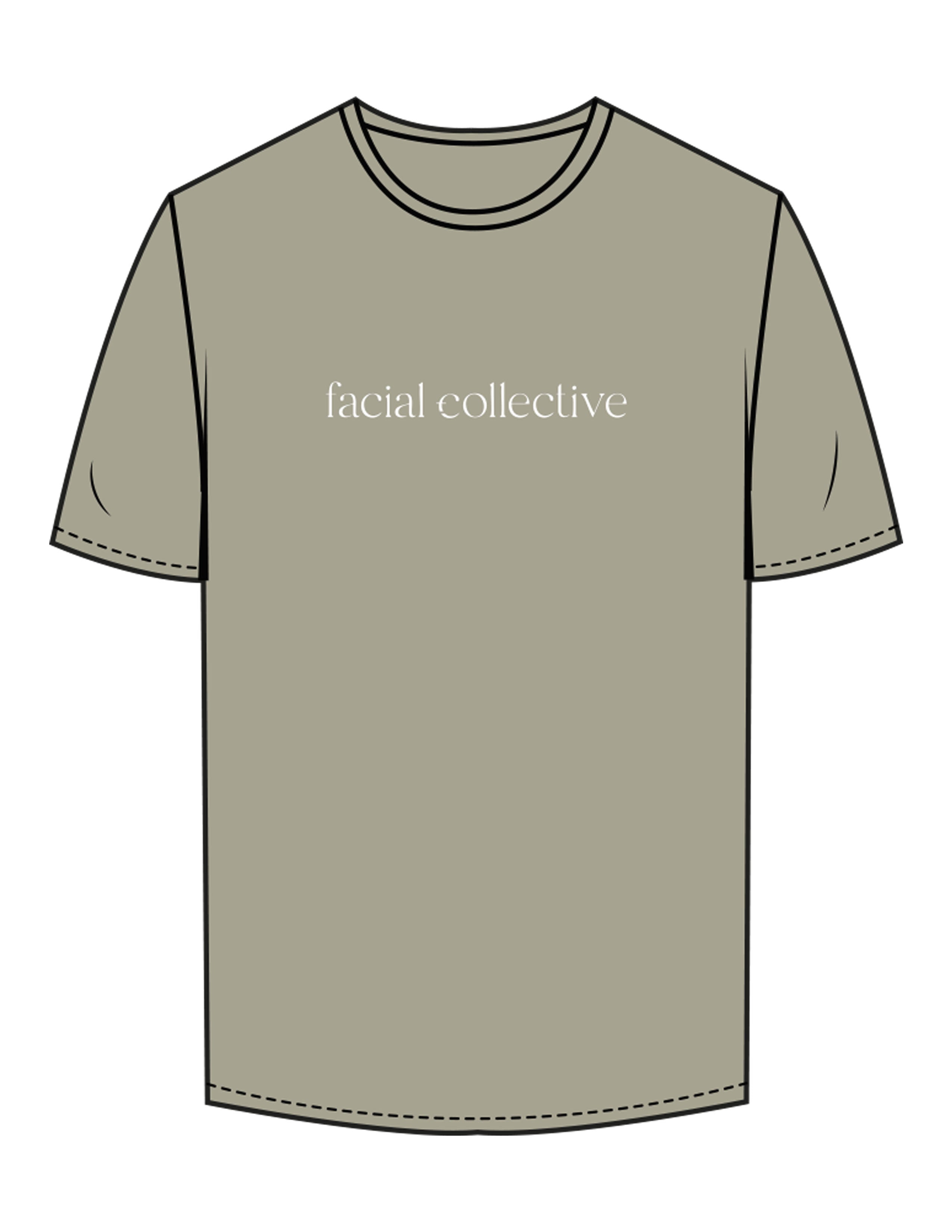 The Mens Tee - Eucalyptus - Facial Collective - Center Chest - Printed - White