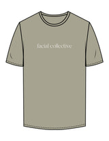 The Mens Tee - Eucalyptus - Facial Collective - Center Chest - Printed - White