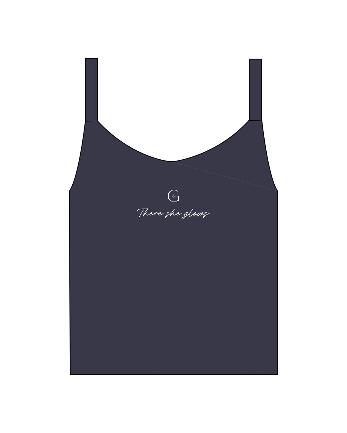 The Micro Rib Strappy Crop Tank - Navy - GlowPilates - Center Chest - Printed - White