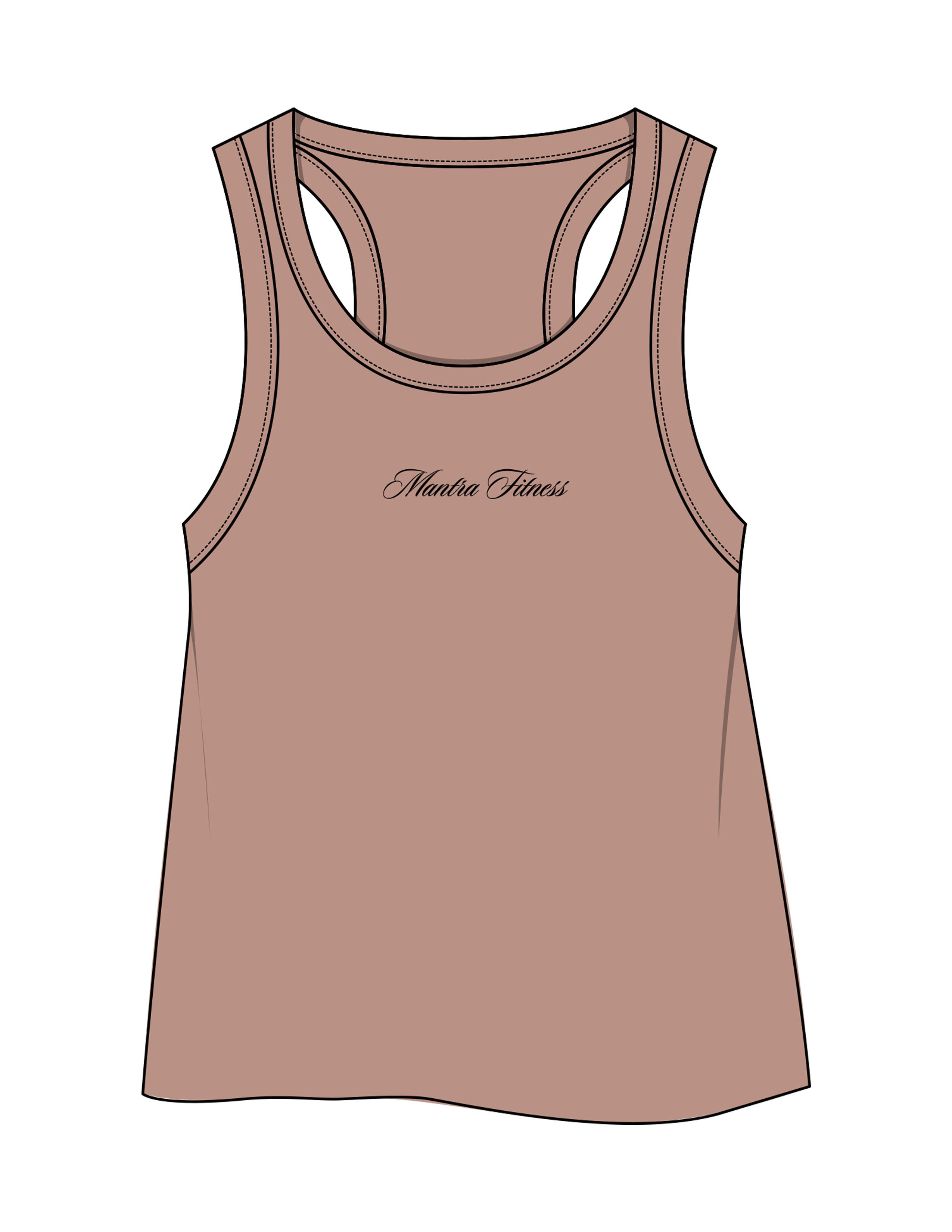 The Crop Tank - Clay - Mantra - Center Chest Script - Printed - Black