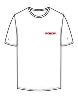 The Mens Tee - White - Renew - Left Chest & Back Neckline Half-Rounded - Red