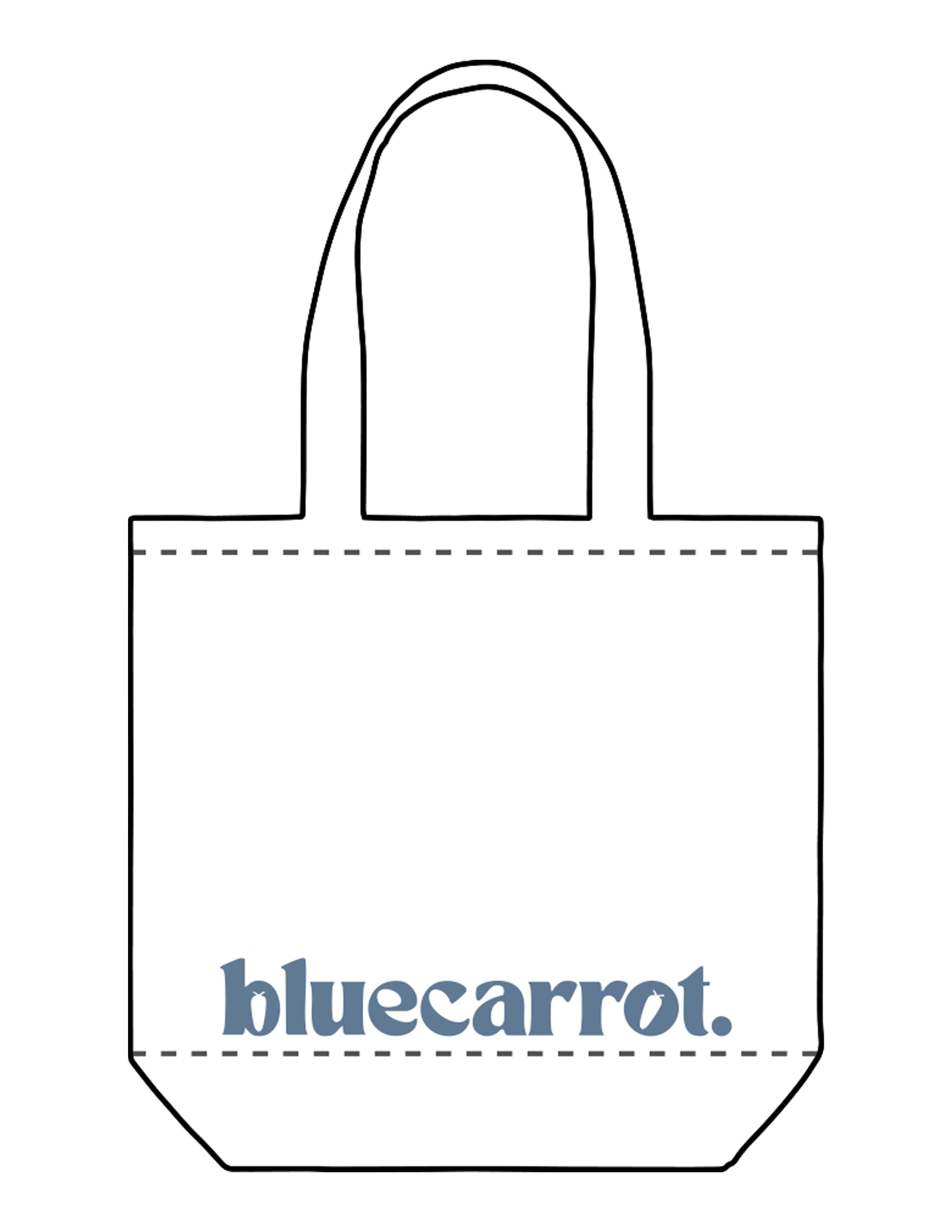 The Promo Tote Bag - White - BlueCarrot - Front Bottom - Printed - Blue