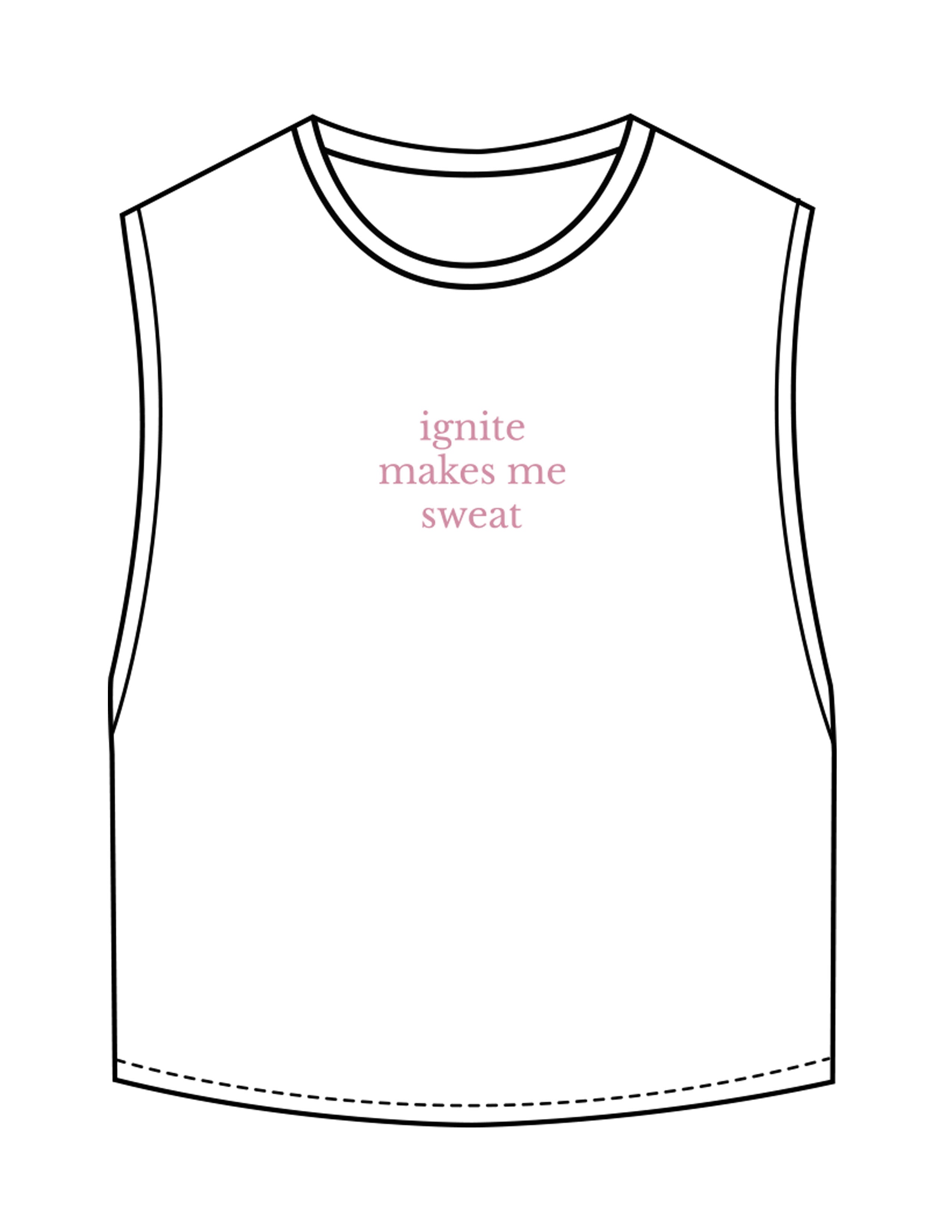The Crop Muscle Tank - White - Ignite Barre & Fitness - Center Chest Stacked - Printed - Pink