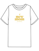 The Womens Heavyweight Tee - White - New Mom School - Center Chest Stacked - Printed - Gold