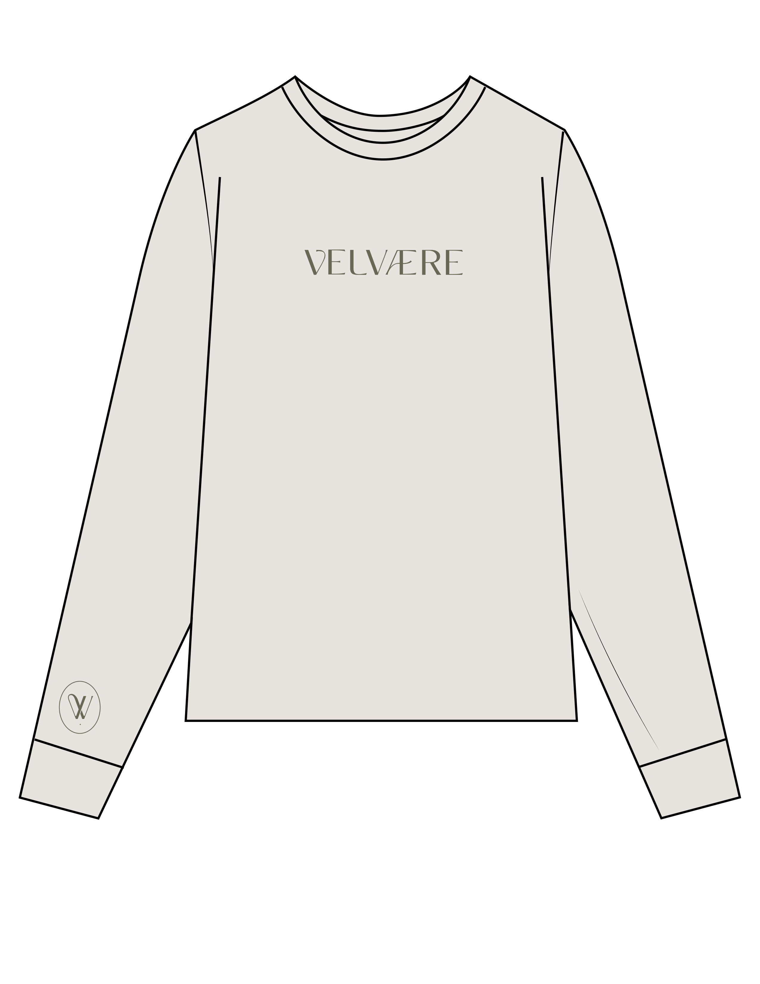 The Womens Heavyweight Long Sleeve - Washed Bone - Velvaere - Center Chest & Right Wrist - Printed - Green