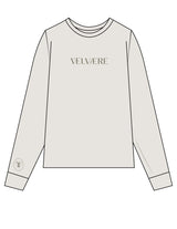 The Womens Heavyweight Long Sleeve - Washed Bone - Velvaere - Center Chest & Right Wrist - Printed - Green