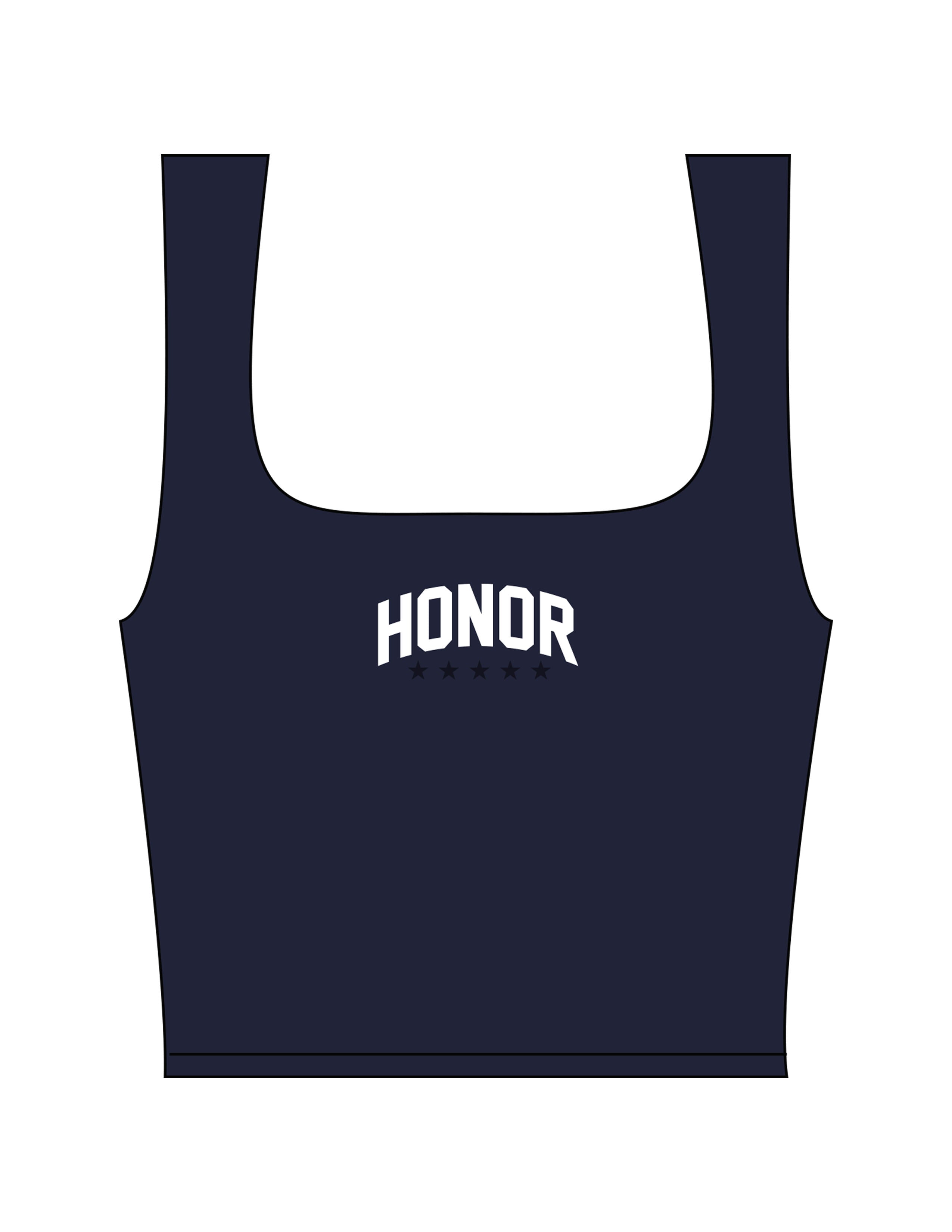 The Square Neck Tank - Navy - Honor Pilates - Center Chest - Printed - Full Color