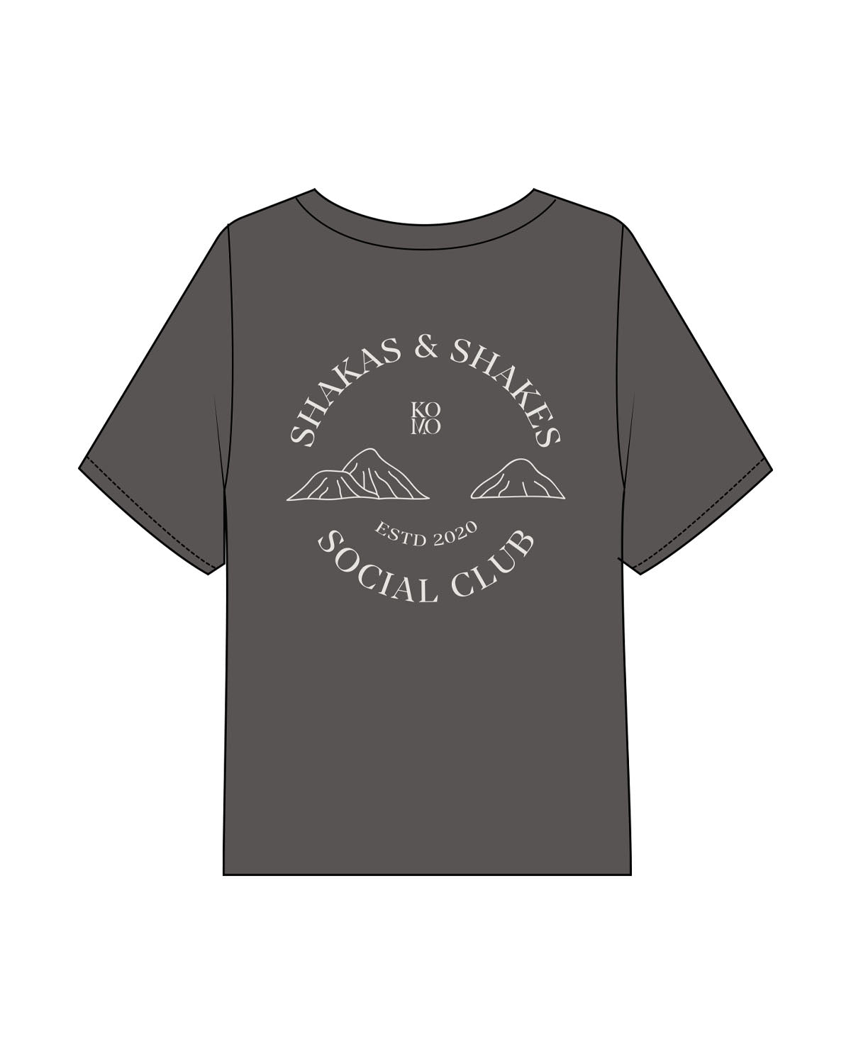 The Midweight Crop Tee - Pepper - Komo Studio - Left Chest & Back Stacked Round - Printed - Washed Bone