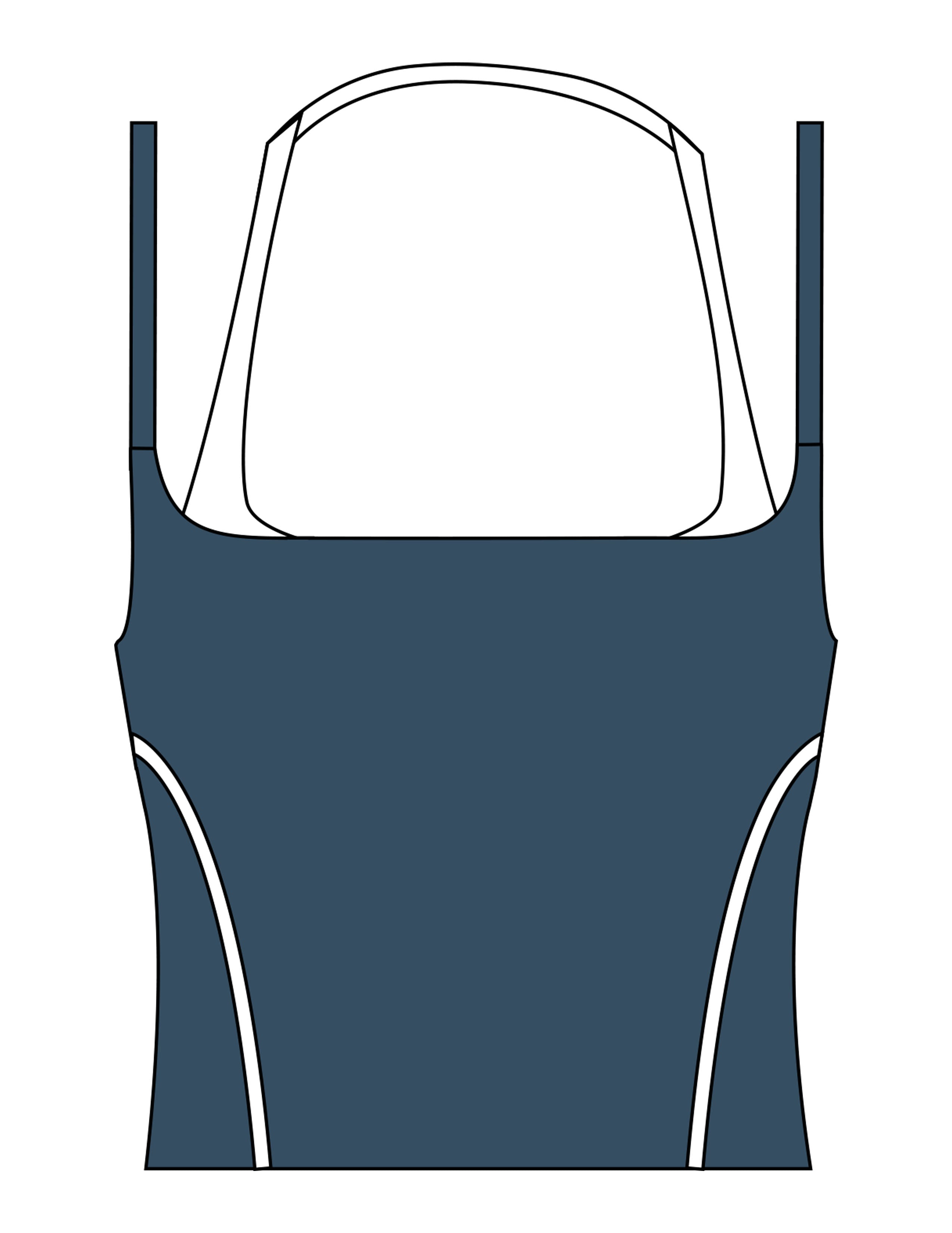 The Piped Tank - Teal - Mantra - Center Back - Printed - White