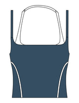 The Piped Tank - Teal - Mantra - Center Back - Printed - White