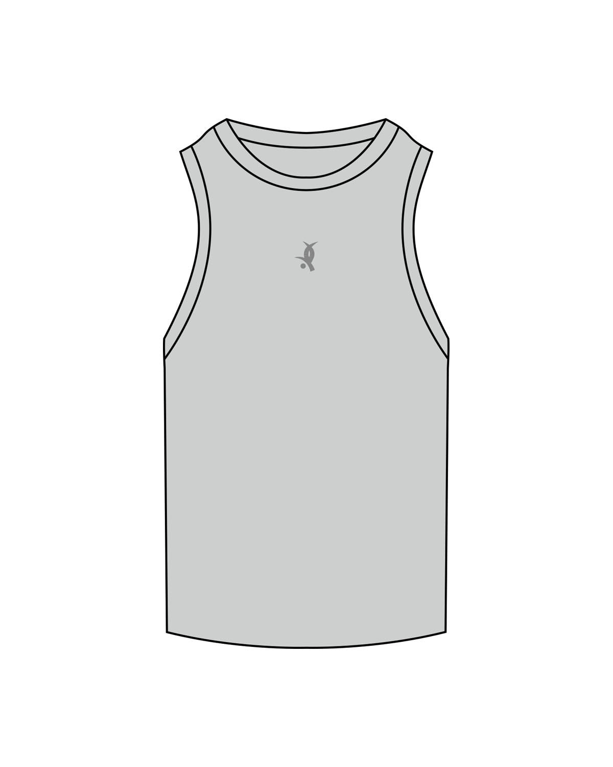 The Ribbed Full Length Tank - Storm - White House - Center Chest - Embroidered - Tone on Tone