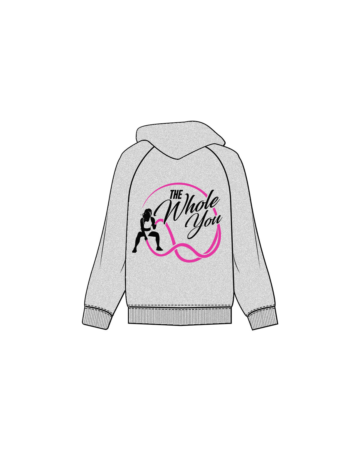 The Womens Zip Hoodie - Heather - The Whole You Wellness - Left Chest & Back Image - Printed - Full Color
