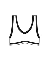 The Piped Bra - White - Onyx & Ivory - Center Back - Printed - Black