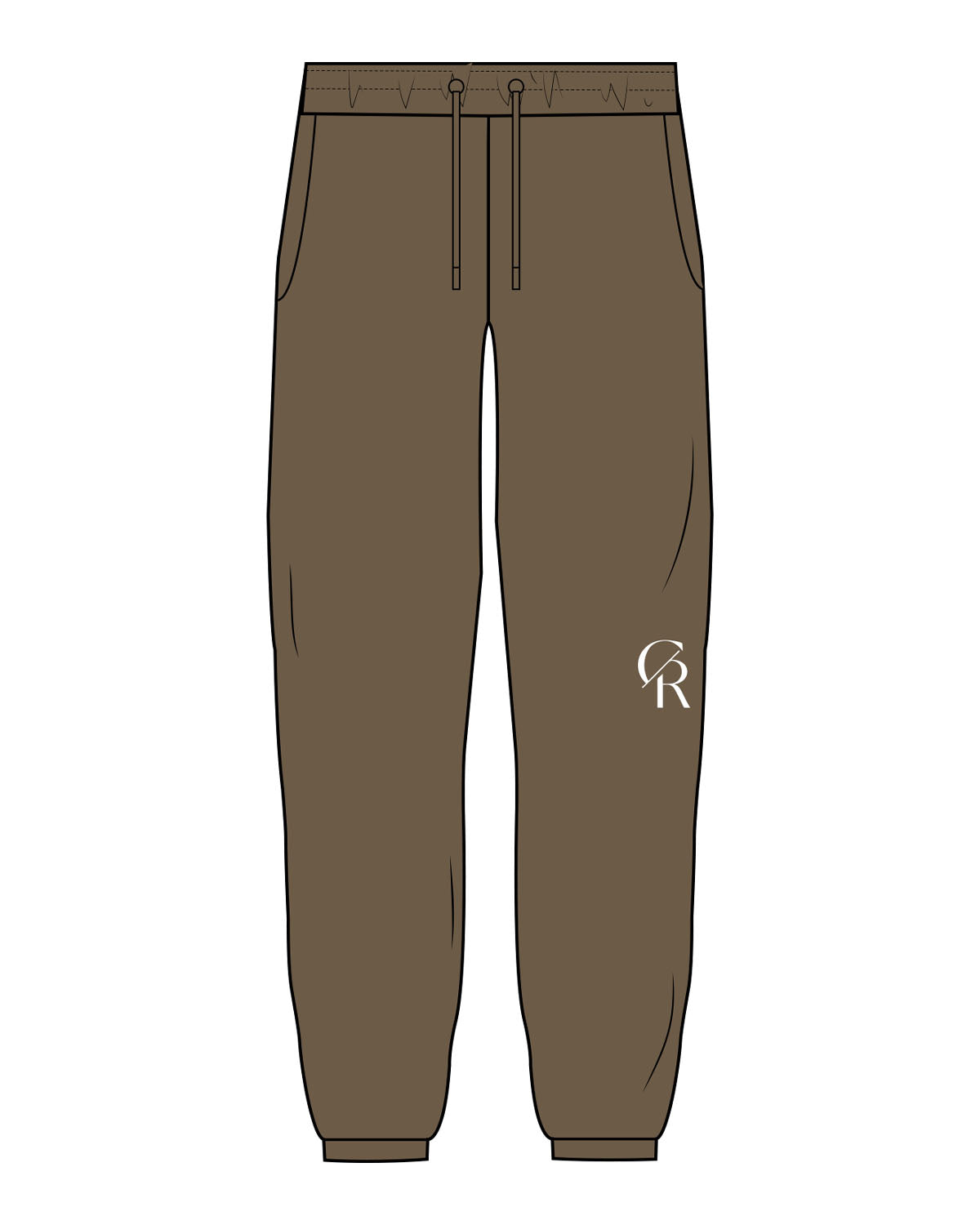 The Mens Classic Sweatpants - Walnut - Core Reform - Left Leg "CR" - Printed - White