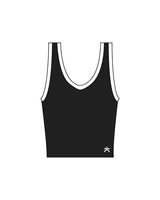 The Piped 3/4 Crop Tank - Black - enCore Pilates - Lower Left - Printed - White