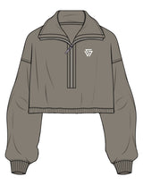 The Suede 1/2 Zip - Fossil - LVL - Left Chest - Embroidered - White
