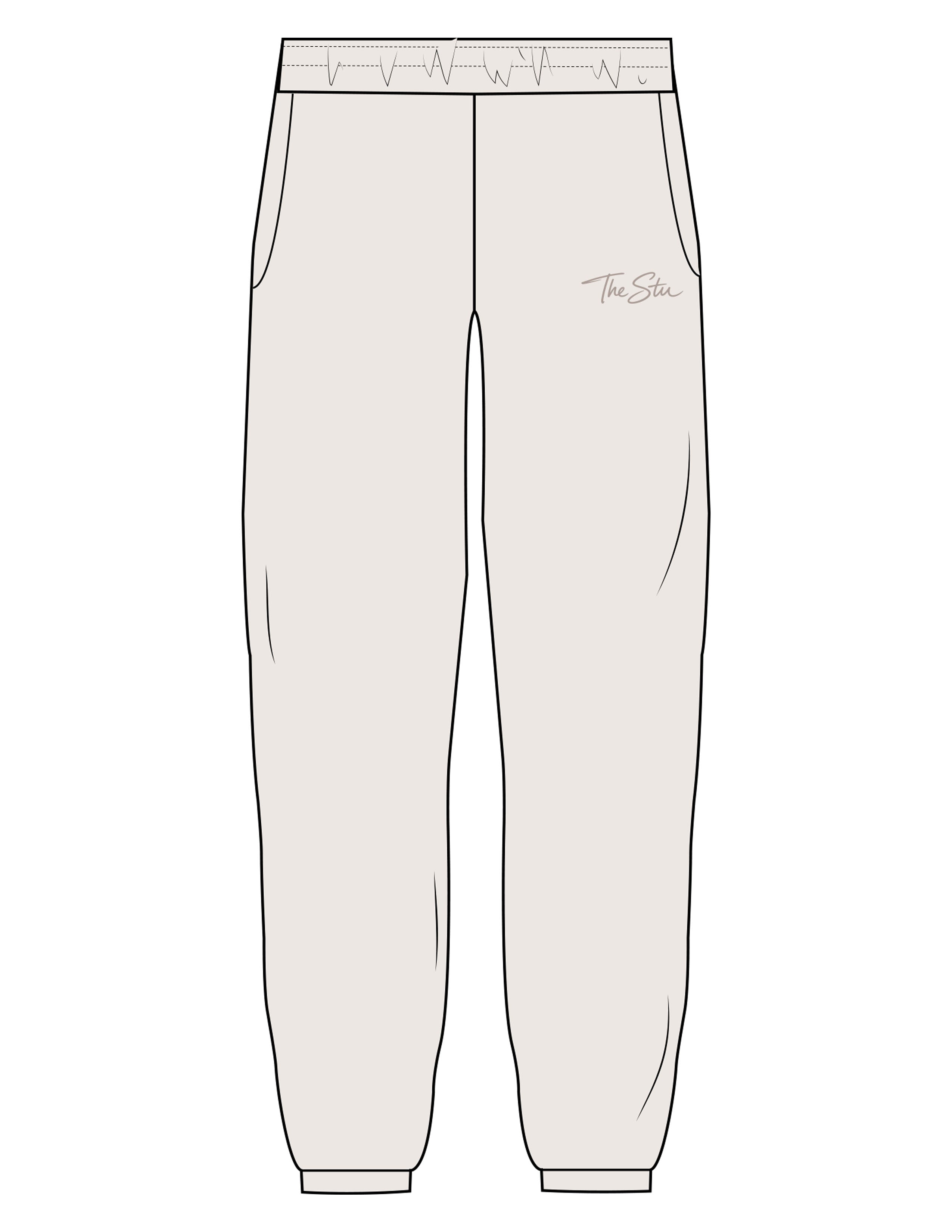 The Womens Sweatpants - Bone - The Stu - Left Leg - EMB - Tone on Tone