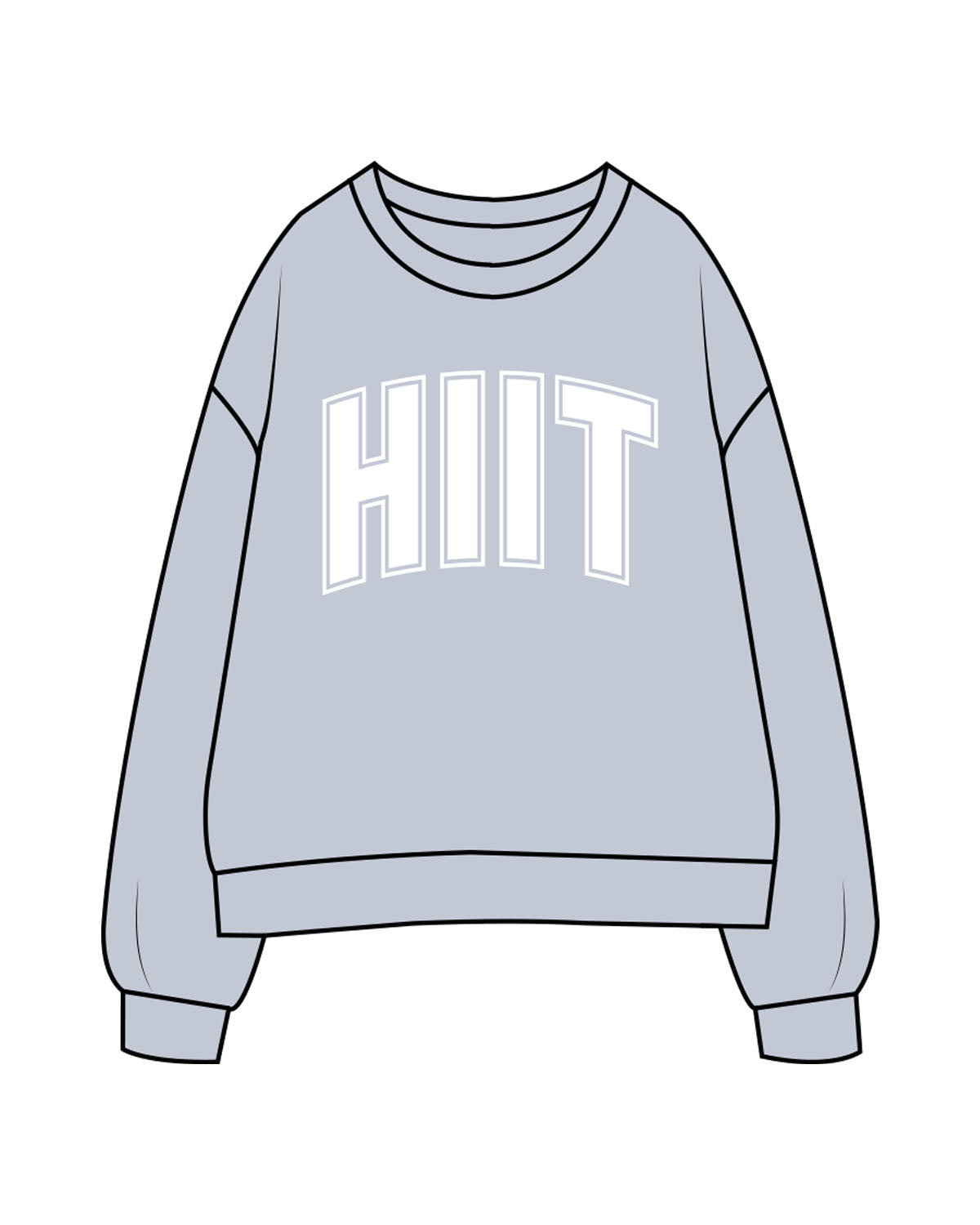 The Womens Crewneck - Powder - HIIT Performance - Center Chest & Back Neckline - Printed - White