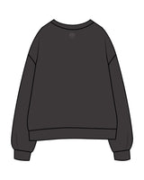 The Womens Crewneck - Washed Black - Aligned Pilates - Center Chest Arch & Back Center Neckline - Printed - Off White
