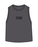 The Daily Crop Tank - Charcoal - MegaBarre - Chest Stacked "BARRE" - Printed - Black