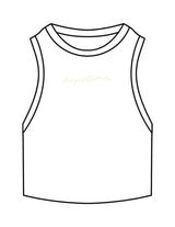 The Ribbed Crop Tank - White - Studio 78 - Center Chest Script - Embroidered - Mint