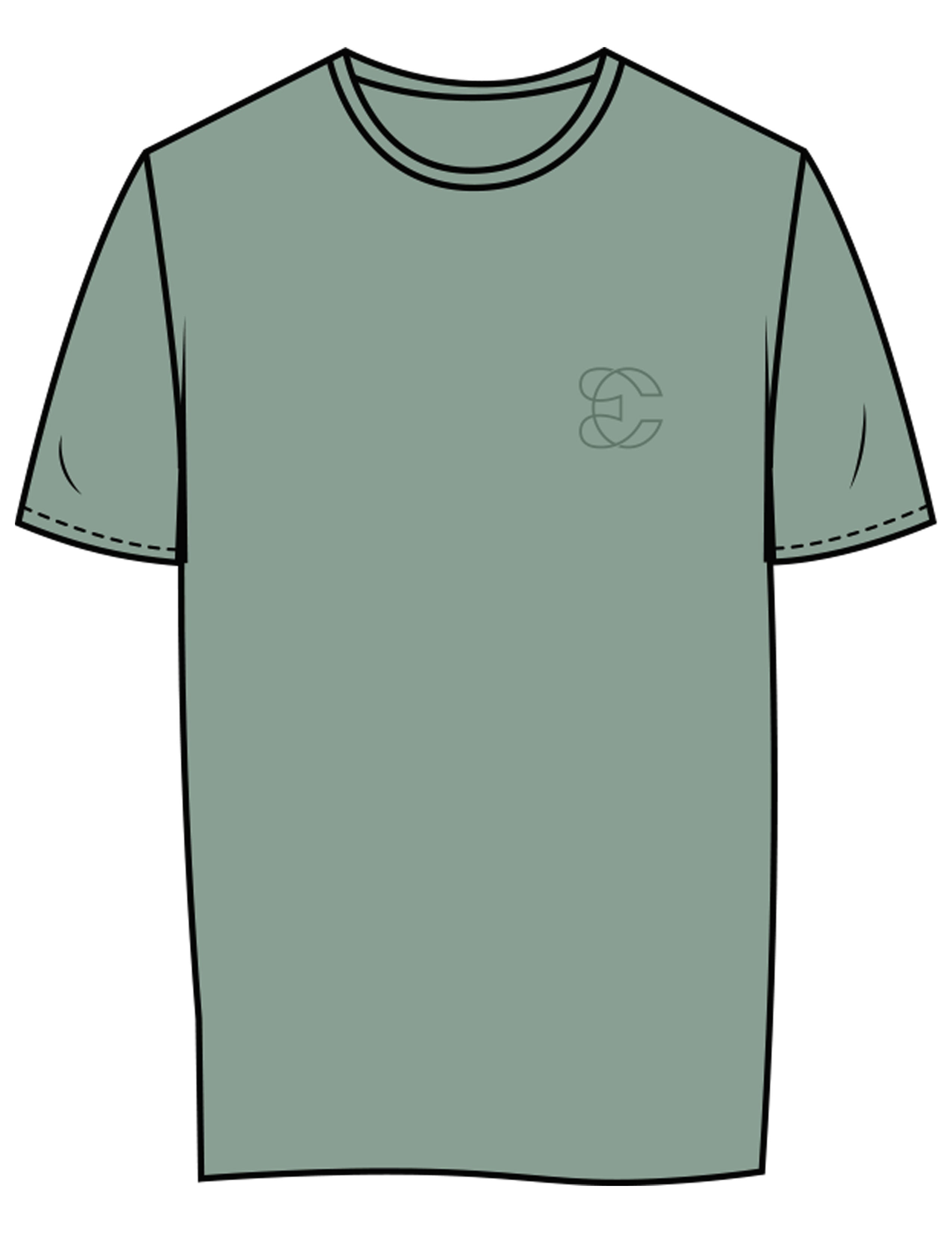 The Womens Tee - Sage - Evolve Collective - Left Chest & Back Stacked Wavy - Printed - Tone on Tone