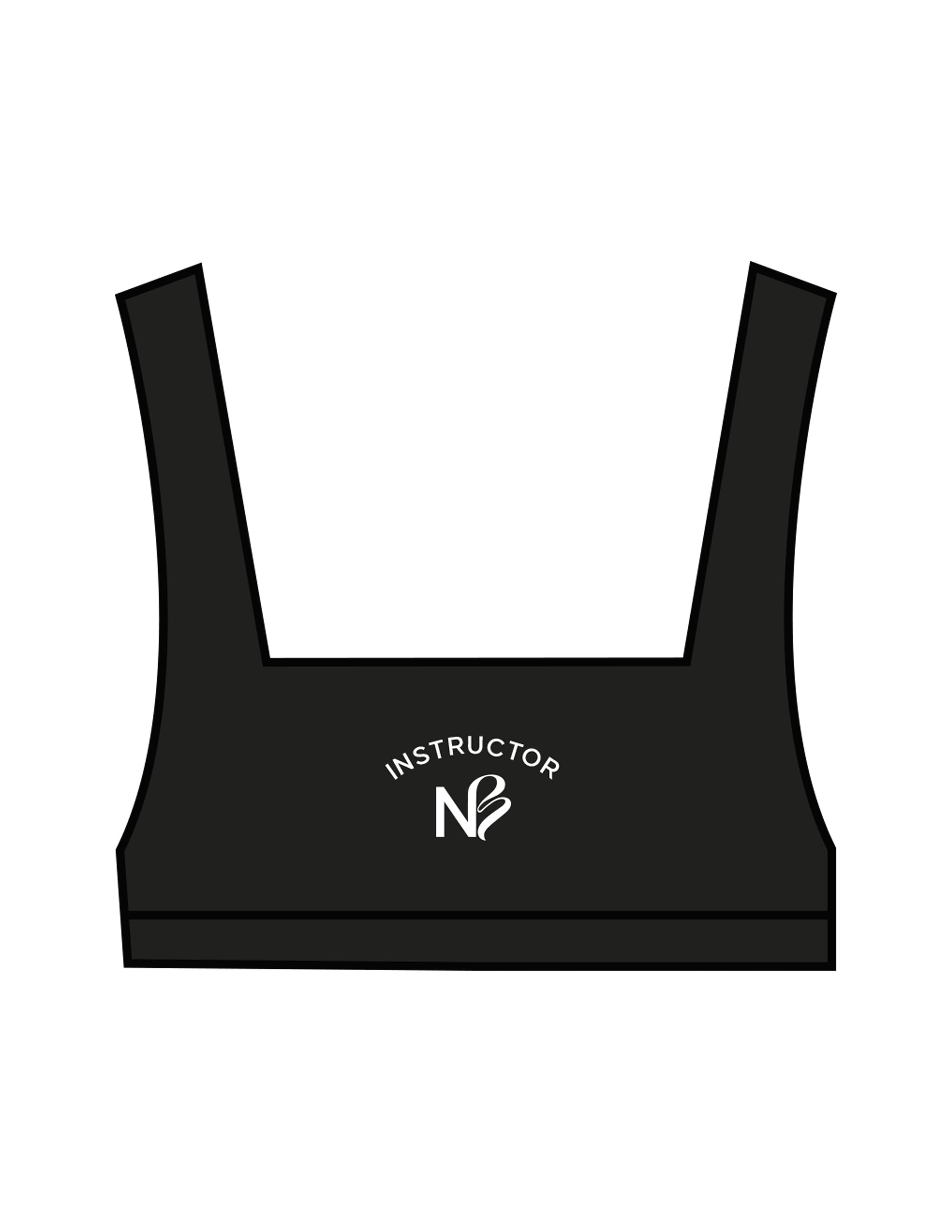 The Box Cut Bra - Black - Neighborhood Barre - Center Chest "INSTRUCTOR" - Printed - White