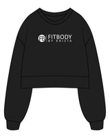 The Womens Heavyweight Crop - Black - Krista - Center Chest Stacked & Back Neckline - Printed - White