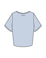 The Crop Tee - Powder - ZENERGY CYCLING - Left Chest & Back Neckline - Printed - Indigo