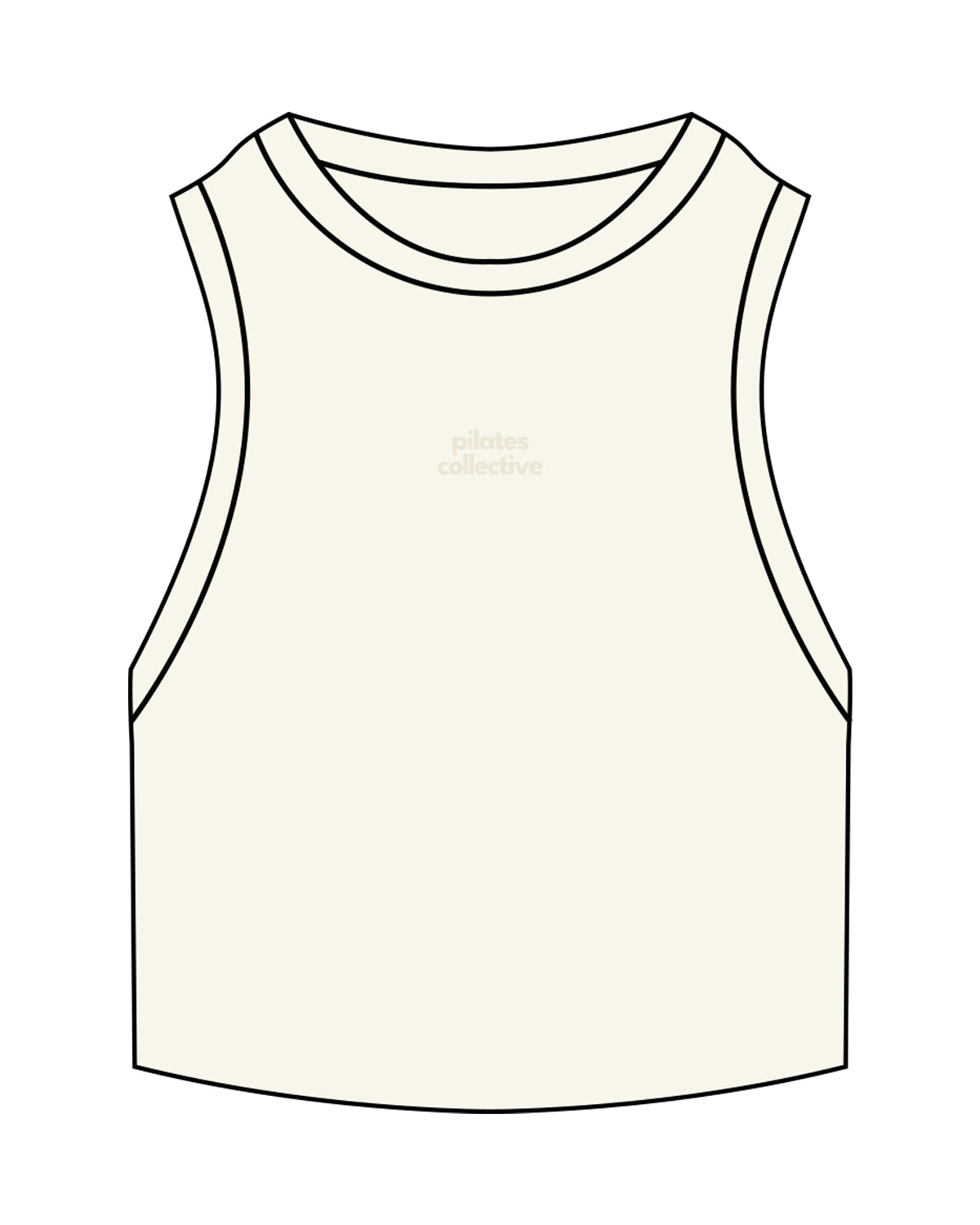 The Ribbed Crop Tank - Off White - Pilates Collective - Center Chest stacked - Embroidered - Tone on Tone