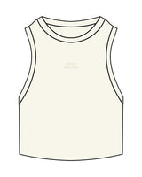 The Ribbed Crop Tank - Off White - Pilates Collective - Center Chest stacked - Embroidered - Tone on Tone