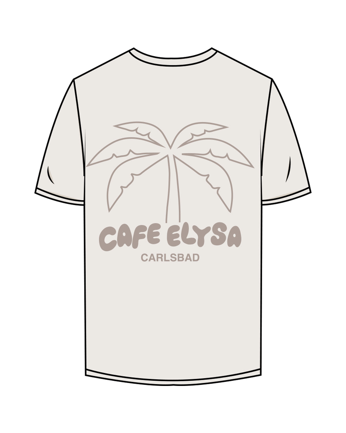 The Mens Tee - Bone - Cafe Elysa - Left Chest & Center Back - Tone on Tone