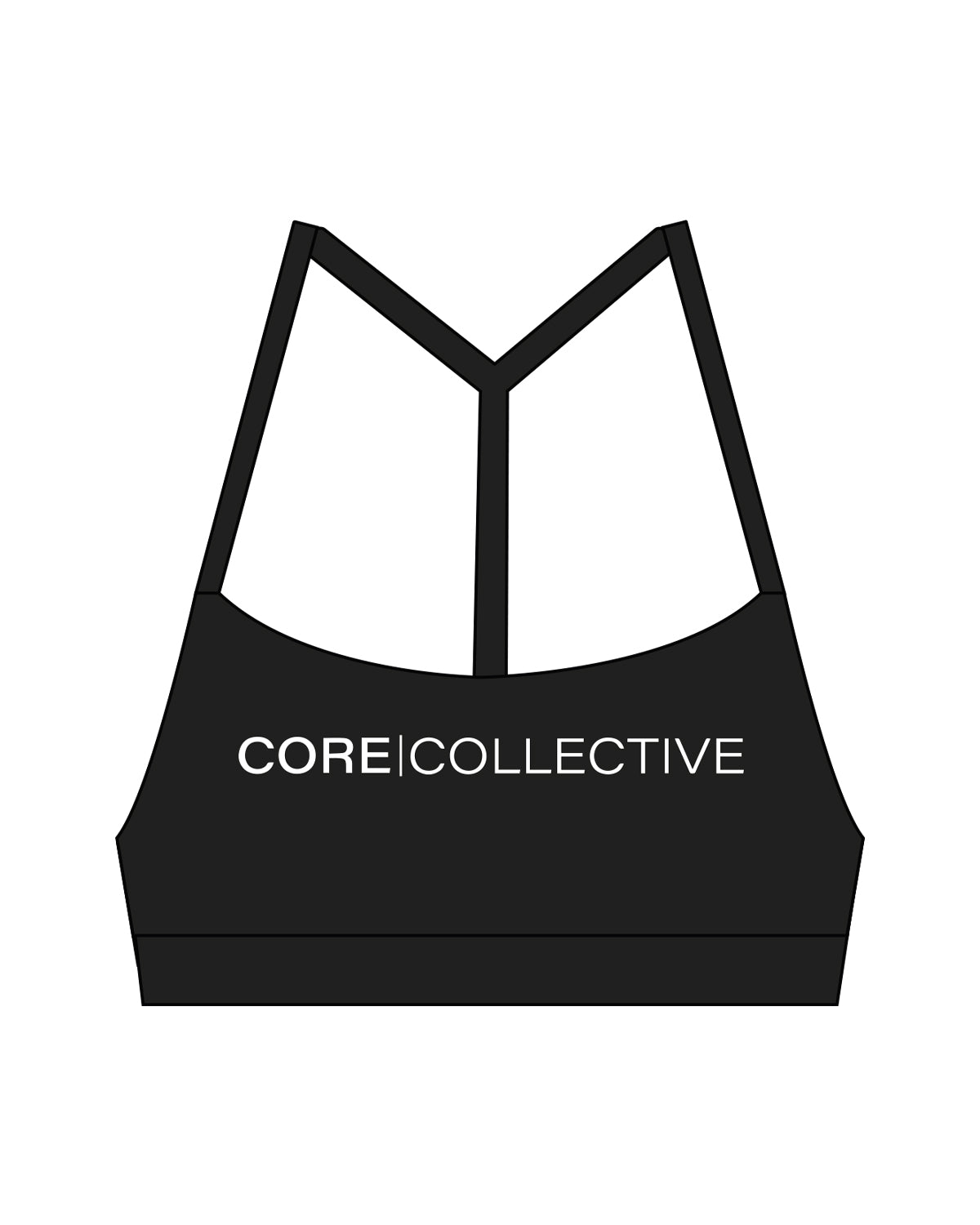 The Basic Bra - Black - Core Collective - Center Chest & Back - White