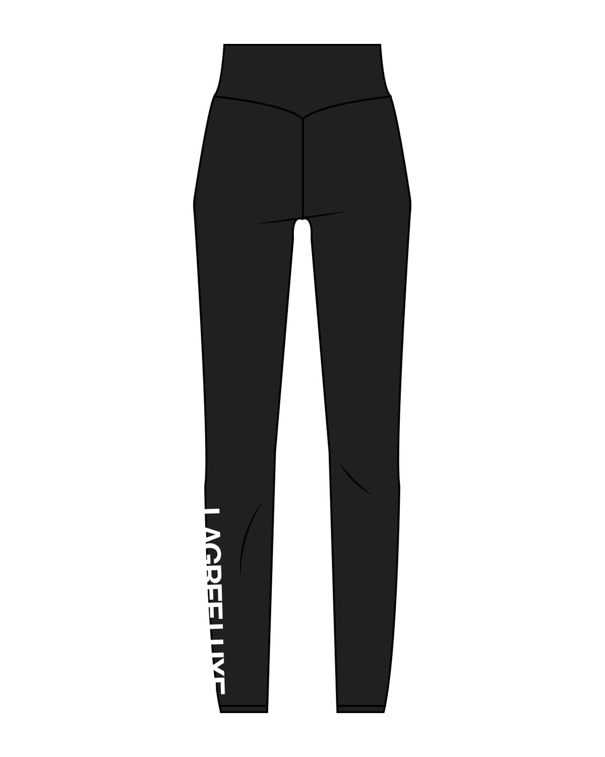 The Basic Legging - Black - Lagree Luxe - Left Leg - Printed - White