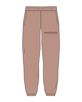 The Womens Sweatpants - Clay - Motivate Movement - Left Leg - Printed - Tone on Tone