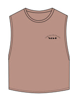 The Crop Muscle Tank - Clay - Core Allure Pilates - Left Chest Arc Stacked & Back Arc Stacked - Printed - Black