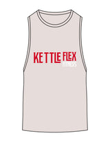 The Scoop Muscle Tank - Off White Heather - KettleFlex - Center Chest & Back Stacked - Printed - Full Color