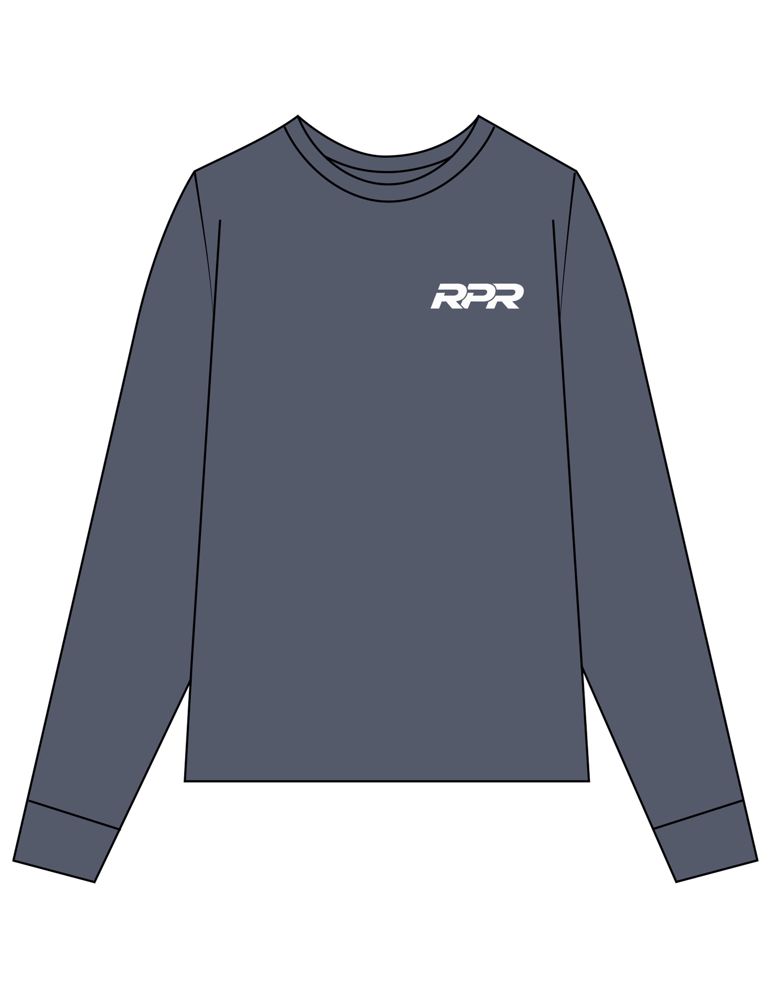 The Mens Long Sleeve - Petrol - Reiner Pump Systems - Left Chest & Back Stacked - Printed - White
