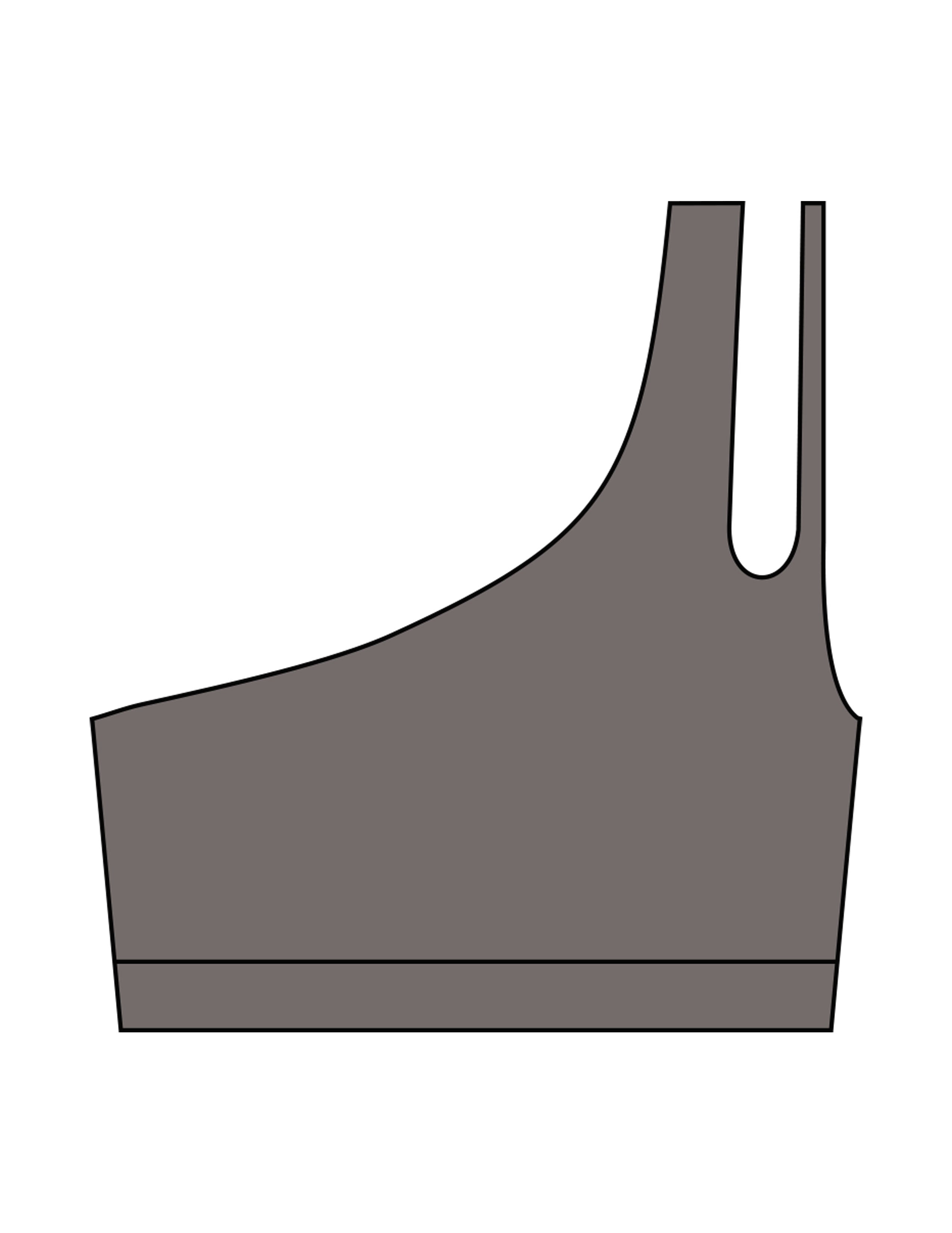 The One Shoulder Bra - Gray - The Whole You Wellness - Center Back - Printed - Full Color