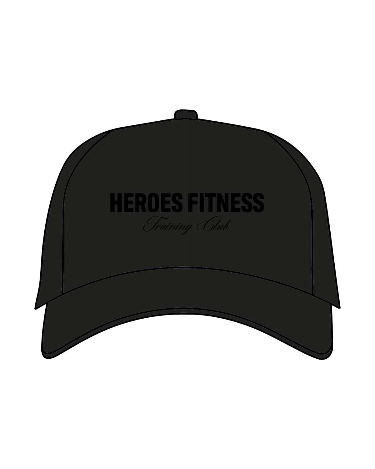 The Dad Hat - Black - Heroes Fitness - Center Crown Stacked - Embroidered - Tone on Tone