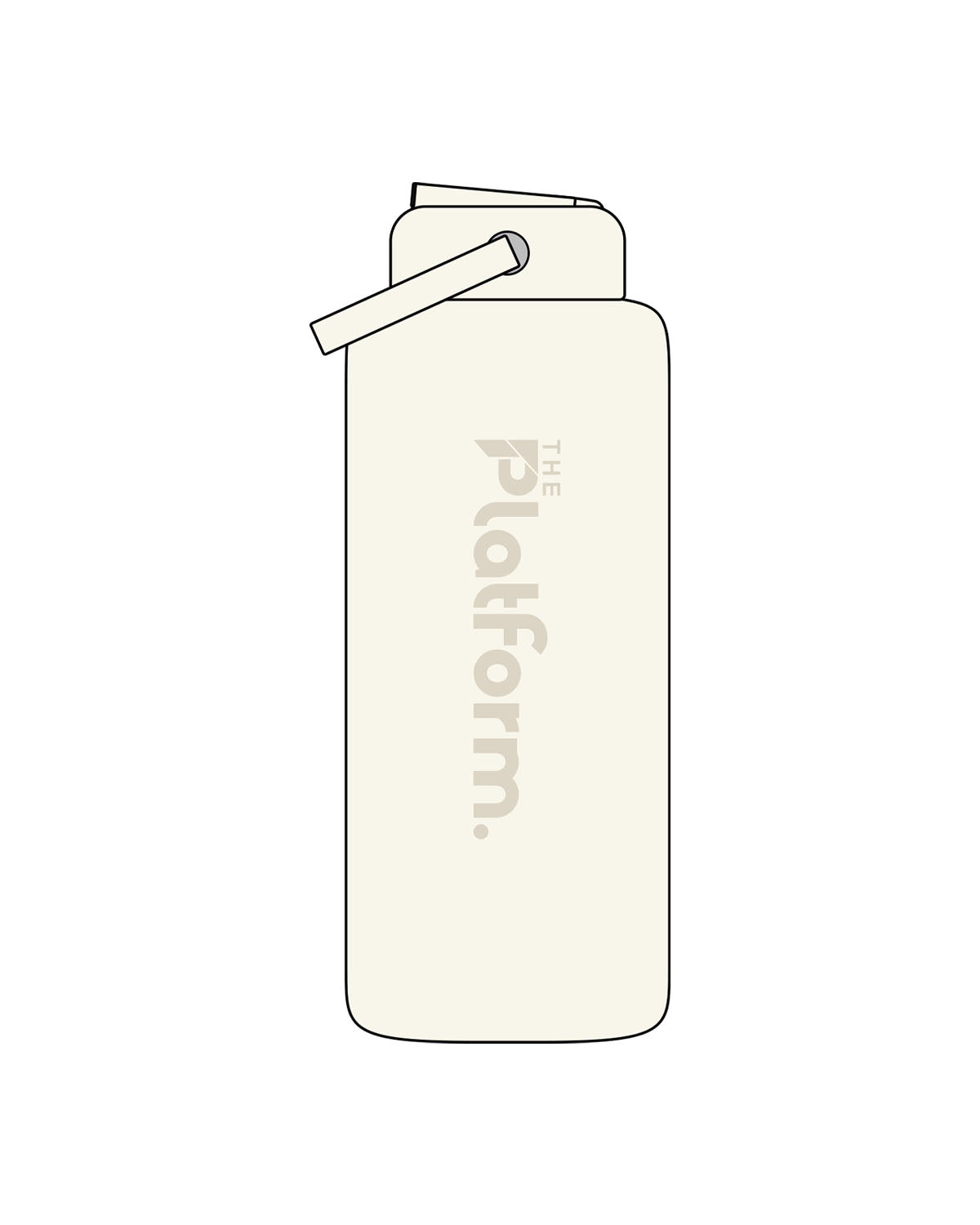 The Wide Mouth Water Bottle - Off White - The Platform Studio - Center Body - Printed - Tone on Tone