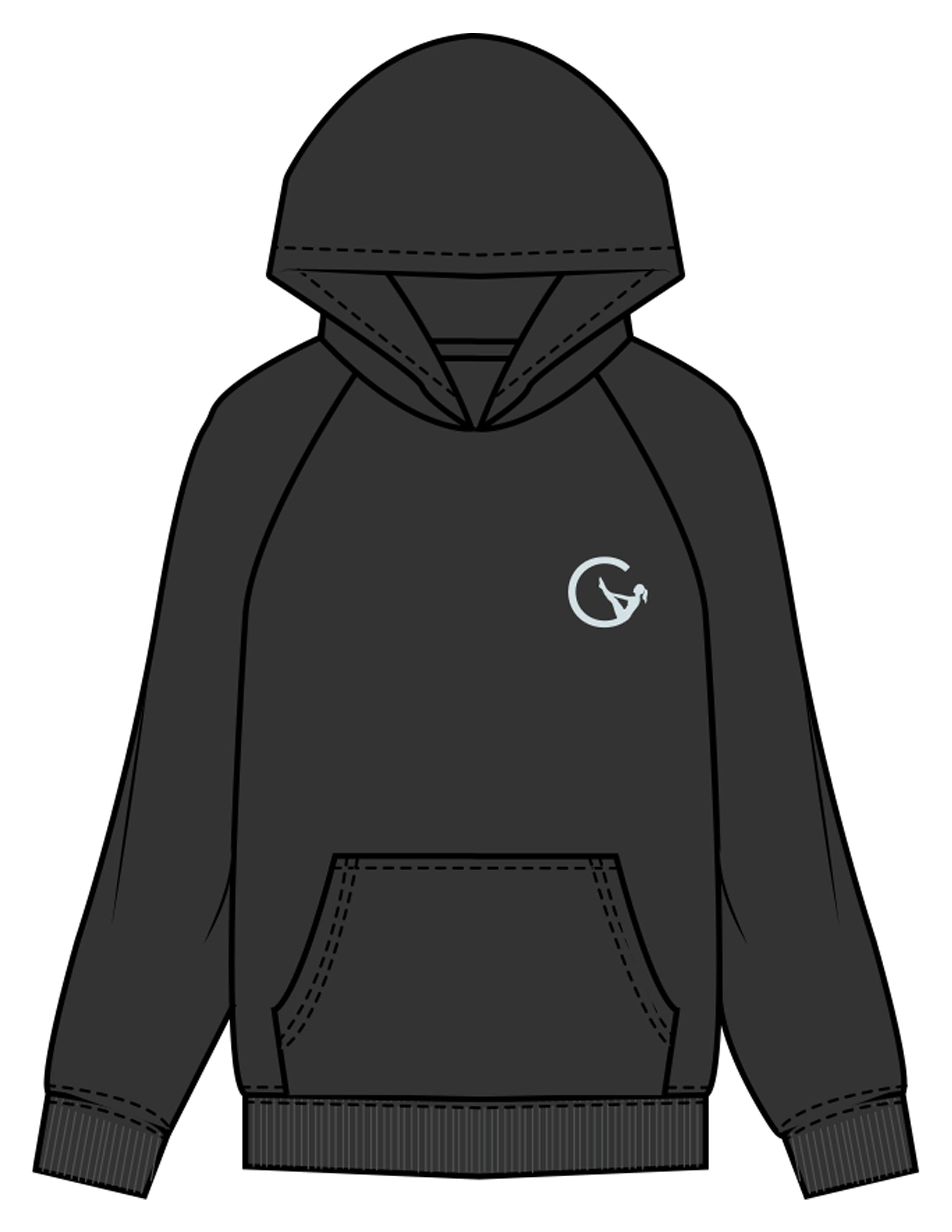The Mens Hoodie - Washed Black - Movement With Chels - Left Chest & Back Stacked - Printed - Light Blue