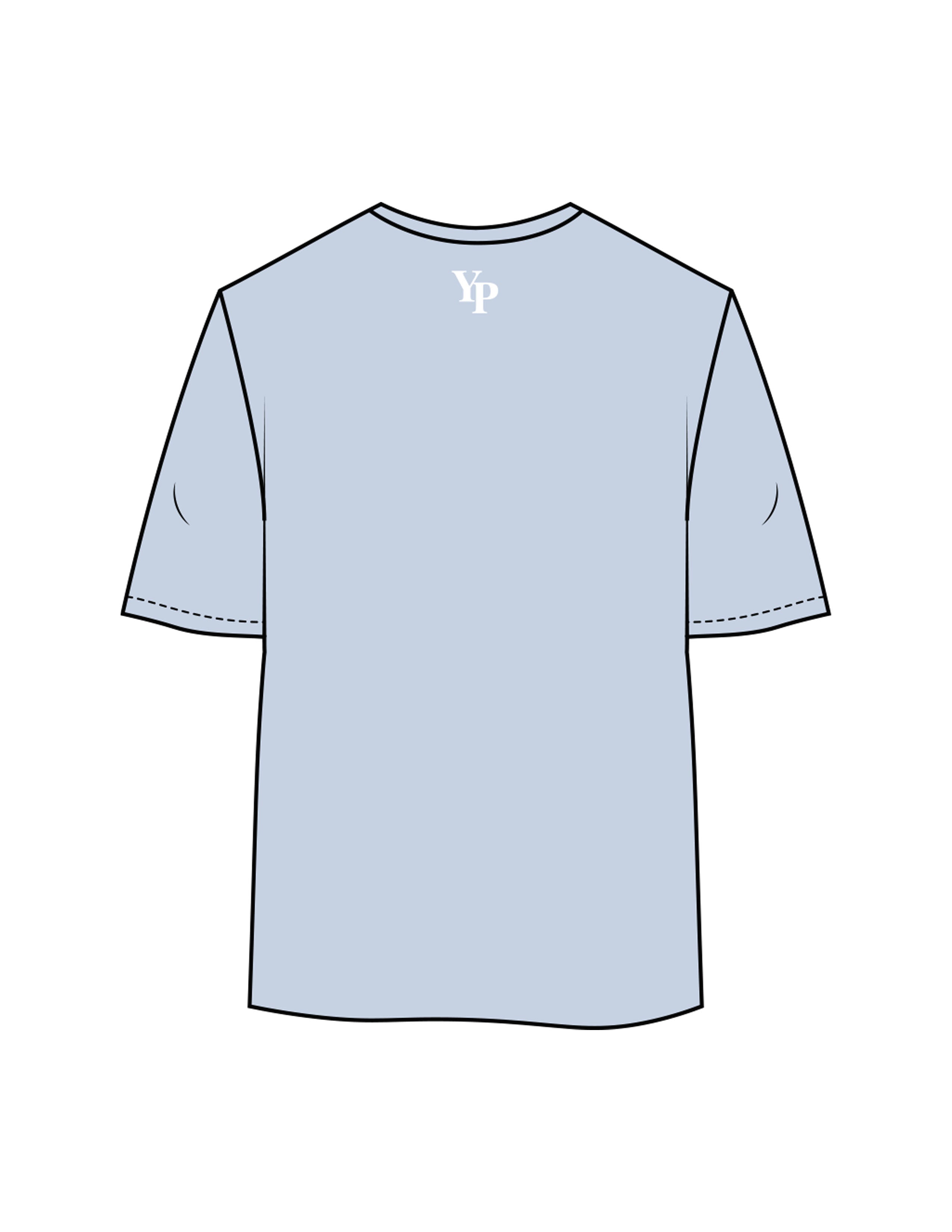 The Womens Oversized Tee - Powder - YP - Center Chest Stacked & Back Neckline - Printed - White