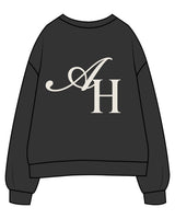 The Womens Crewneck - Washed Black - Activate House - Center Chest & Full Back - Printed - Off White