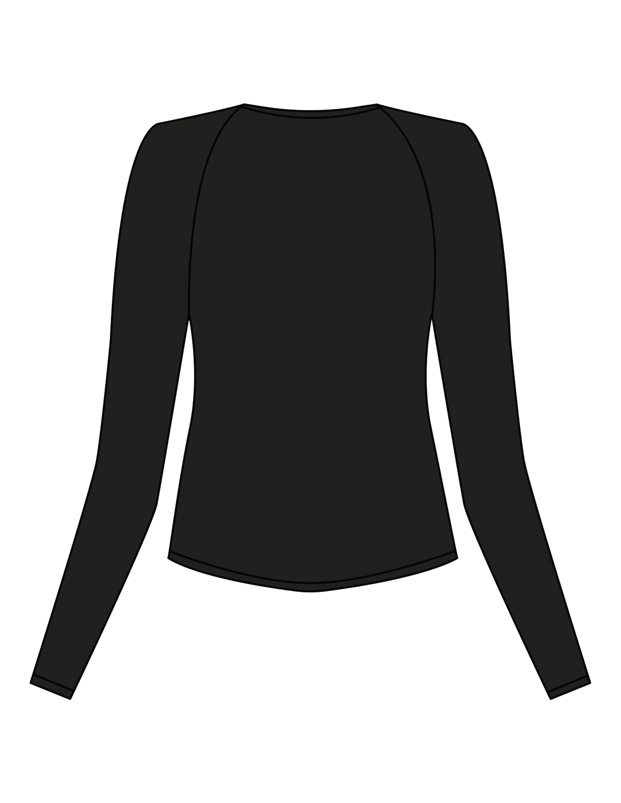 The Womens Sporty Long Sleeve - Black - OCWC - Center Chest - Printed - White