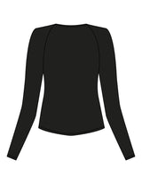 The Womens Sporty Long Sleeve - Black - OCWC - Center Chest - Printed - White