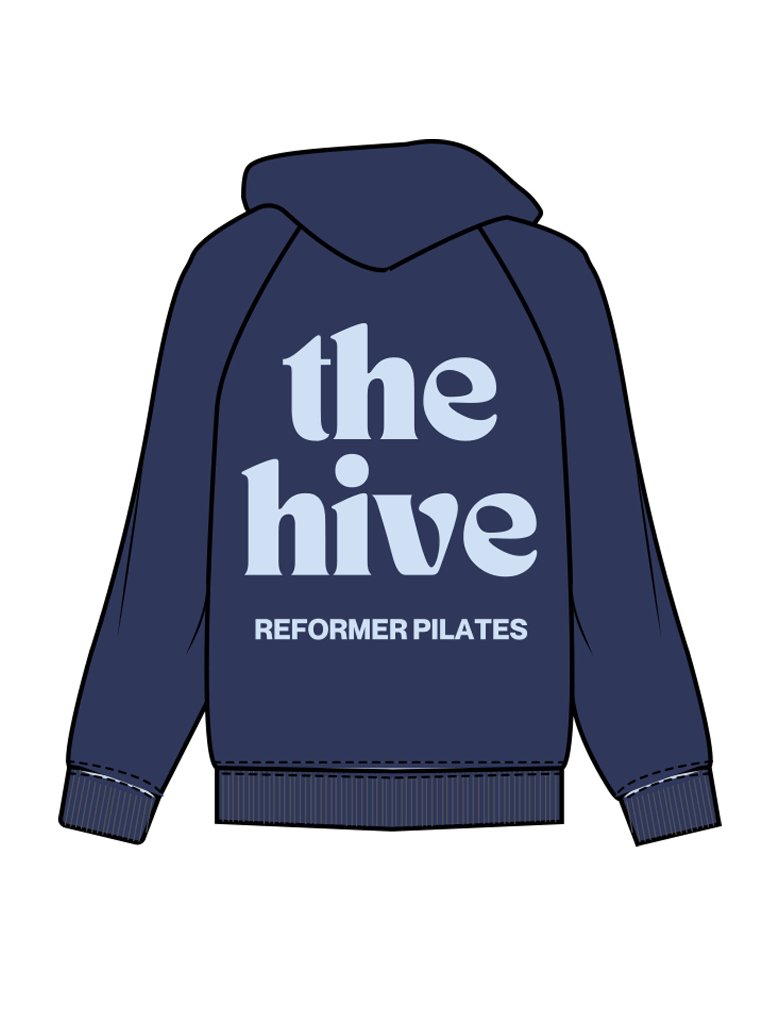 The Mens Hoodie - Cobalt - The Hive - Left Chest & Back Stacked - Printed - Puff - Pastel Blue