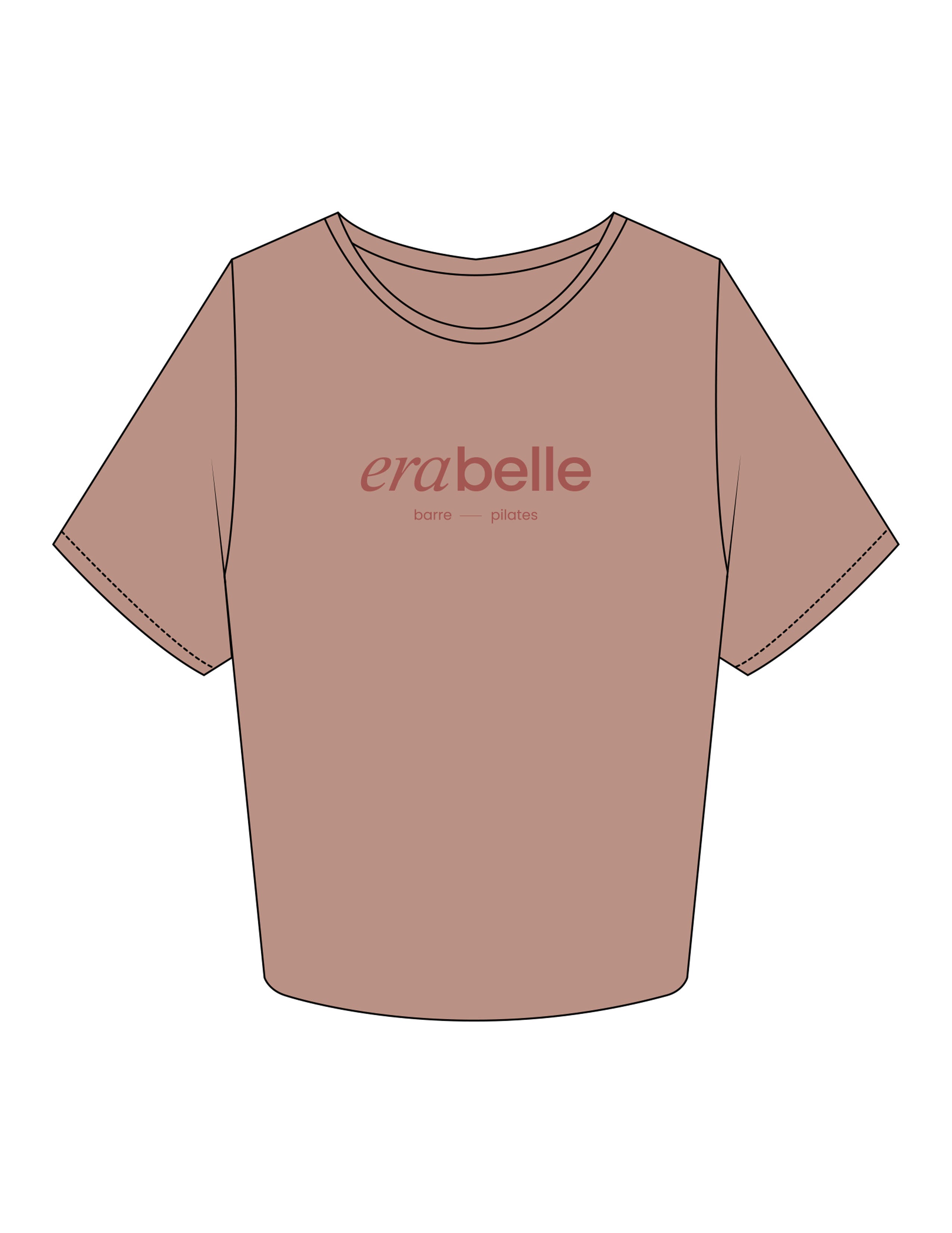 The Crop Tee - Clay - Erabelle - Center Chest Stacked & Back Neckline - Printed - Full Color