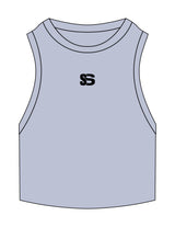 The Ribbed Crop Tank - Powder - Sweatshack - Center Chest - EMB - Black