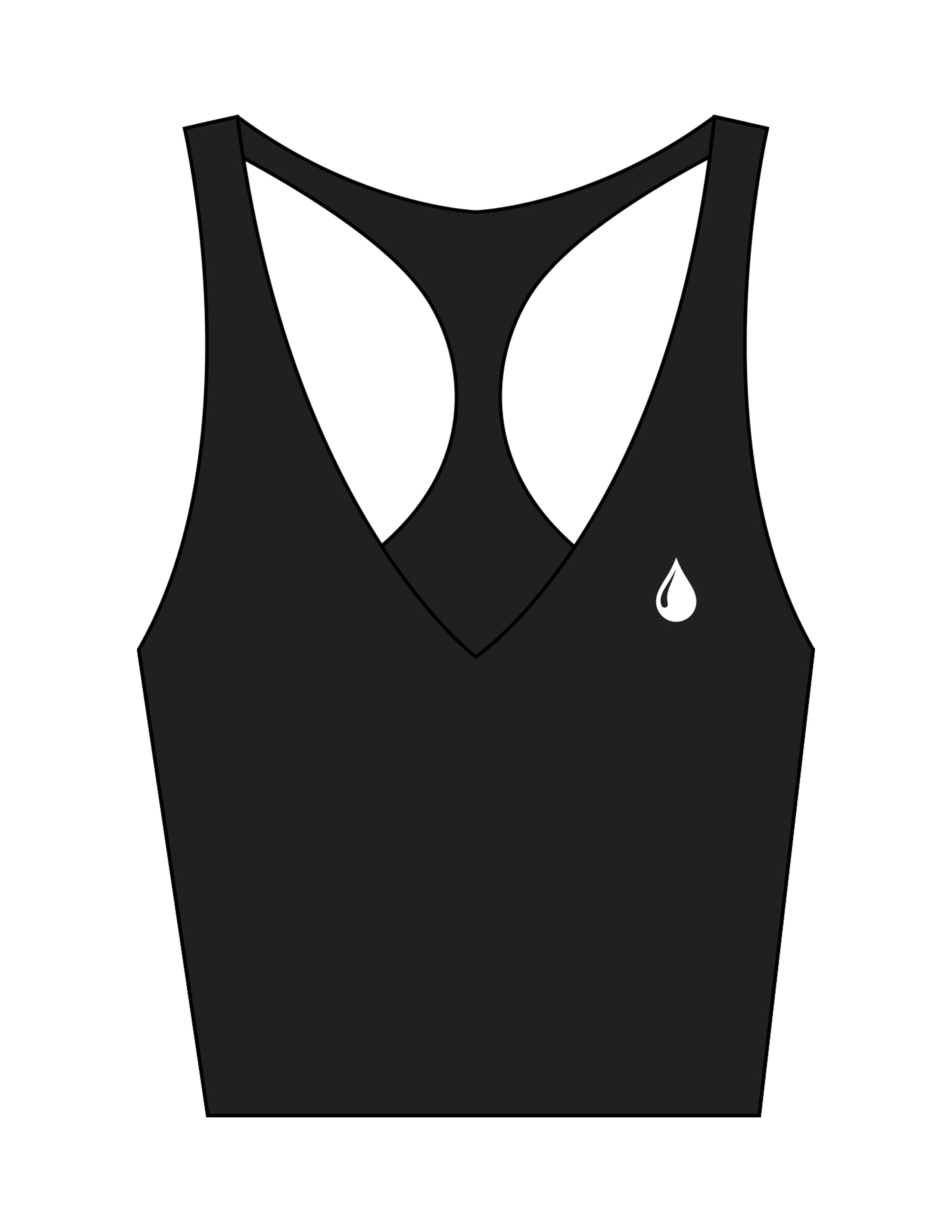 The Racer Tank - Black - Saltvault Instructor - Left Chest & Center Back Stacked - Printed - White